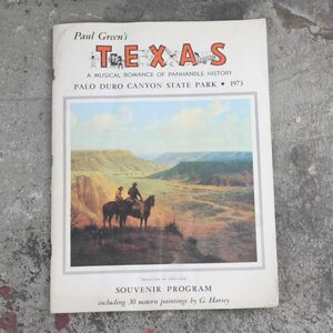 Palo Duro Canyon State Park Souvenir Program for TX musical, G HARVEY ART, 1973